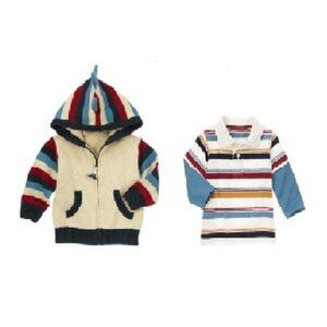 NWT Gymboree Dinosaur Academy Sweater Hoodie & Double Sleeve Polo Shirt 6-12 mos